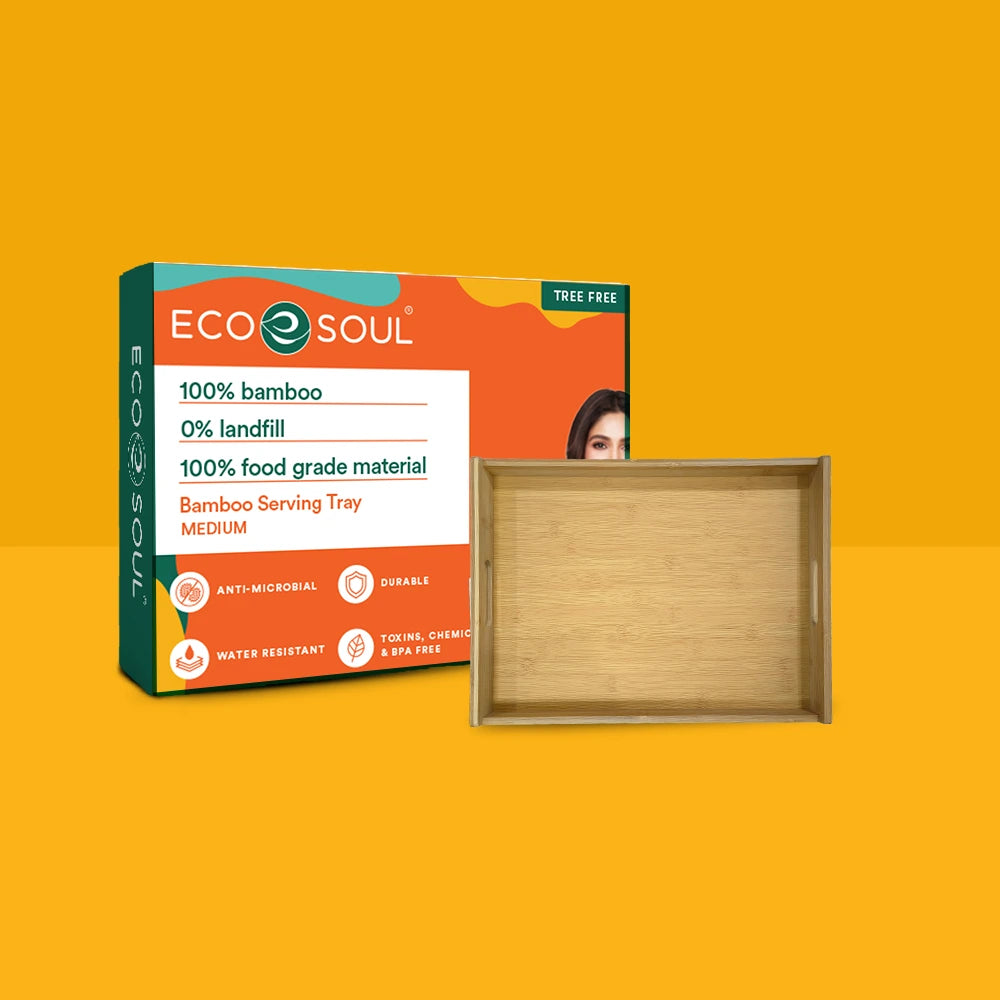 Eco-friendly Bamboo Serving Tray with Handles