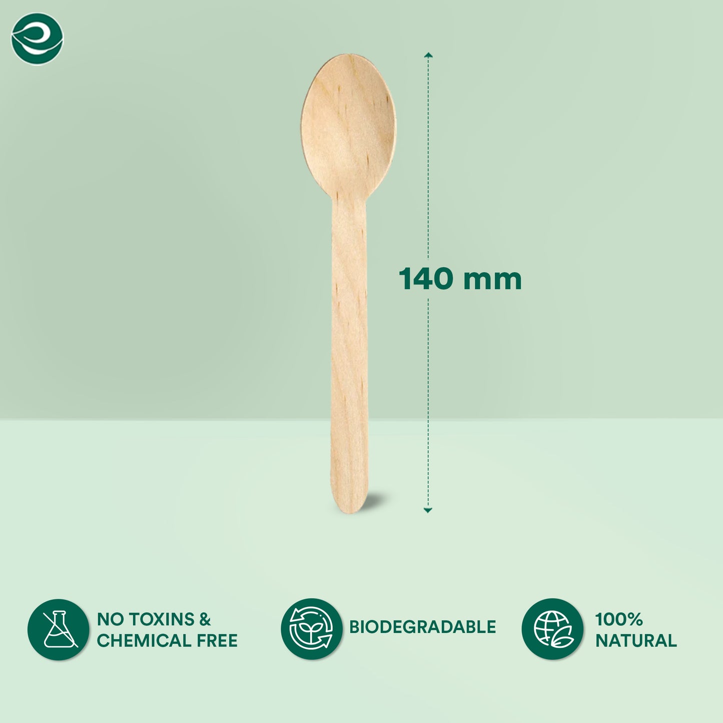 140 mm eco-friendly disposable spoon made from natural birchwood.