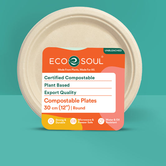 12 inch round disposable plates made from bagasse plates
