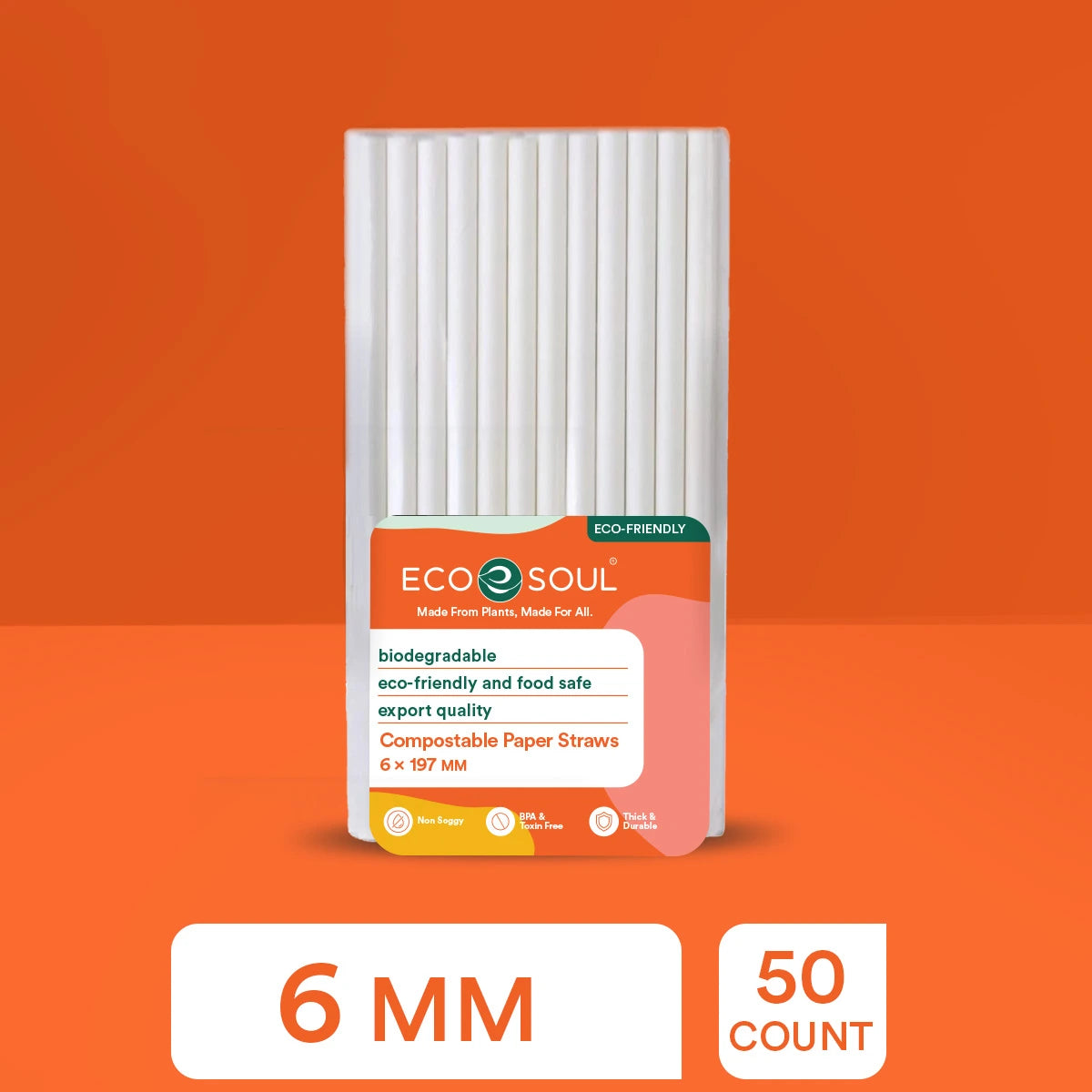 Disposable White Paper Straw | "6 mm"