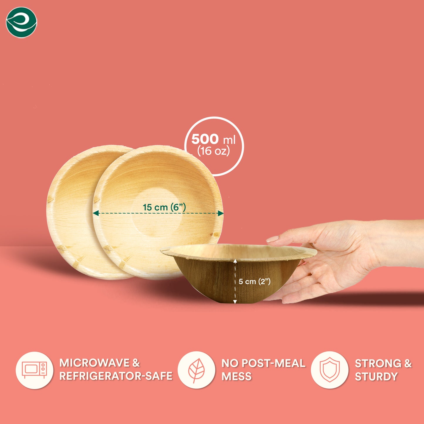475ml Round Areca Palm Leaf Disposable Bowls