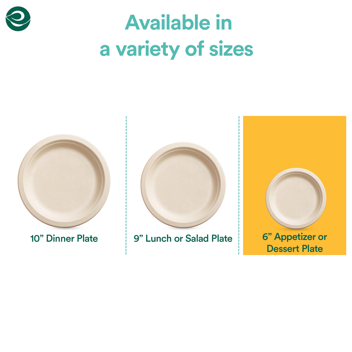 Eco-friendly Compostable Plates in multiple sizes