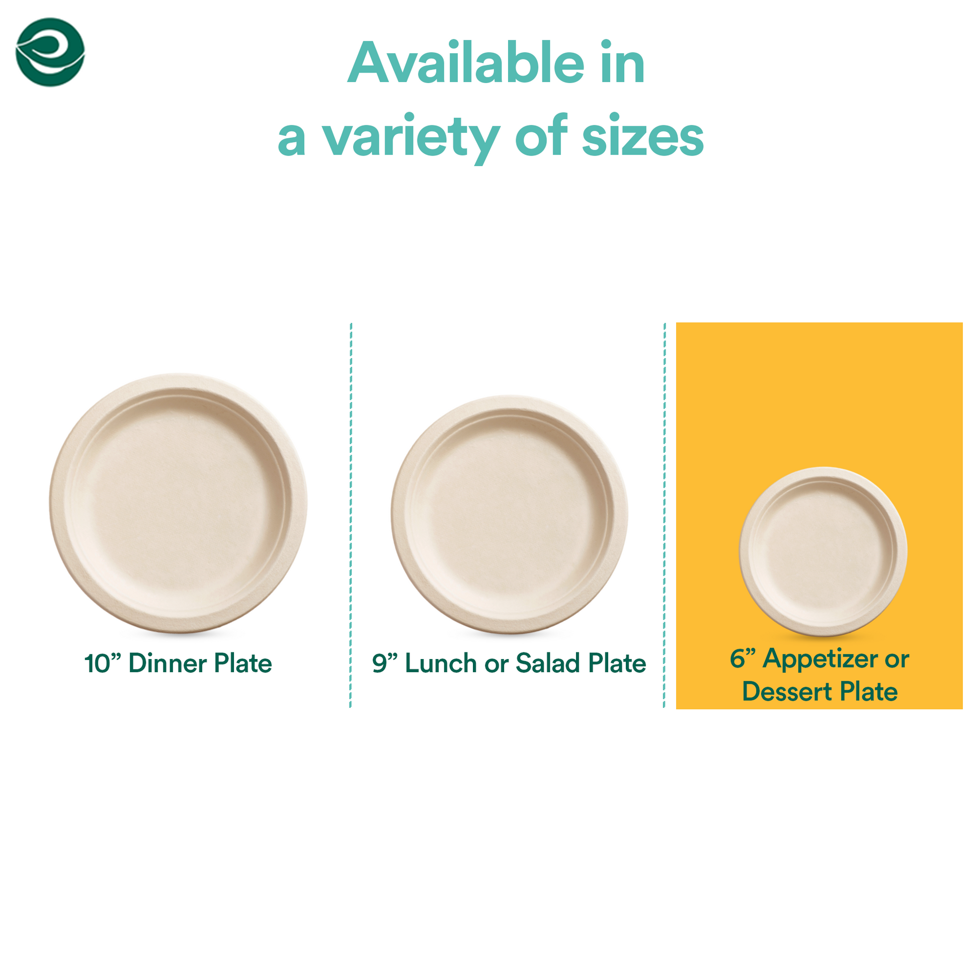 Eco-friendly Compostable Plates in multiple sizes