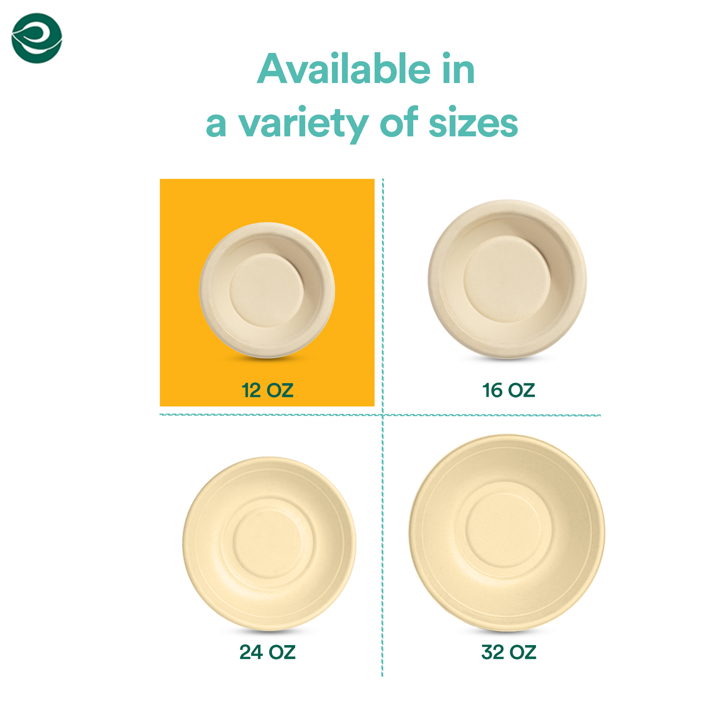 Compostable Bagasse Bowls- Round 12 oz/ 350 ml, Natural