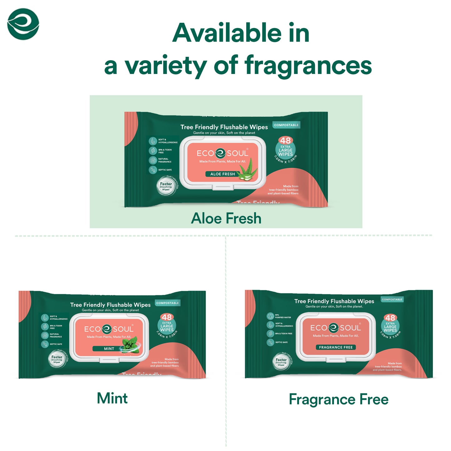 Compostable Flushable Extra-Large Adult Wipes-Aloe Fresh- Pack of 2, 48 Count