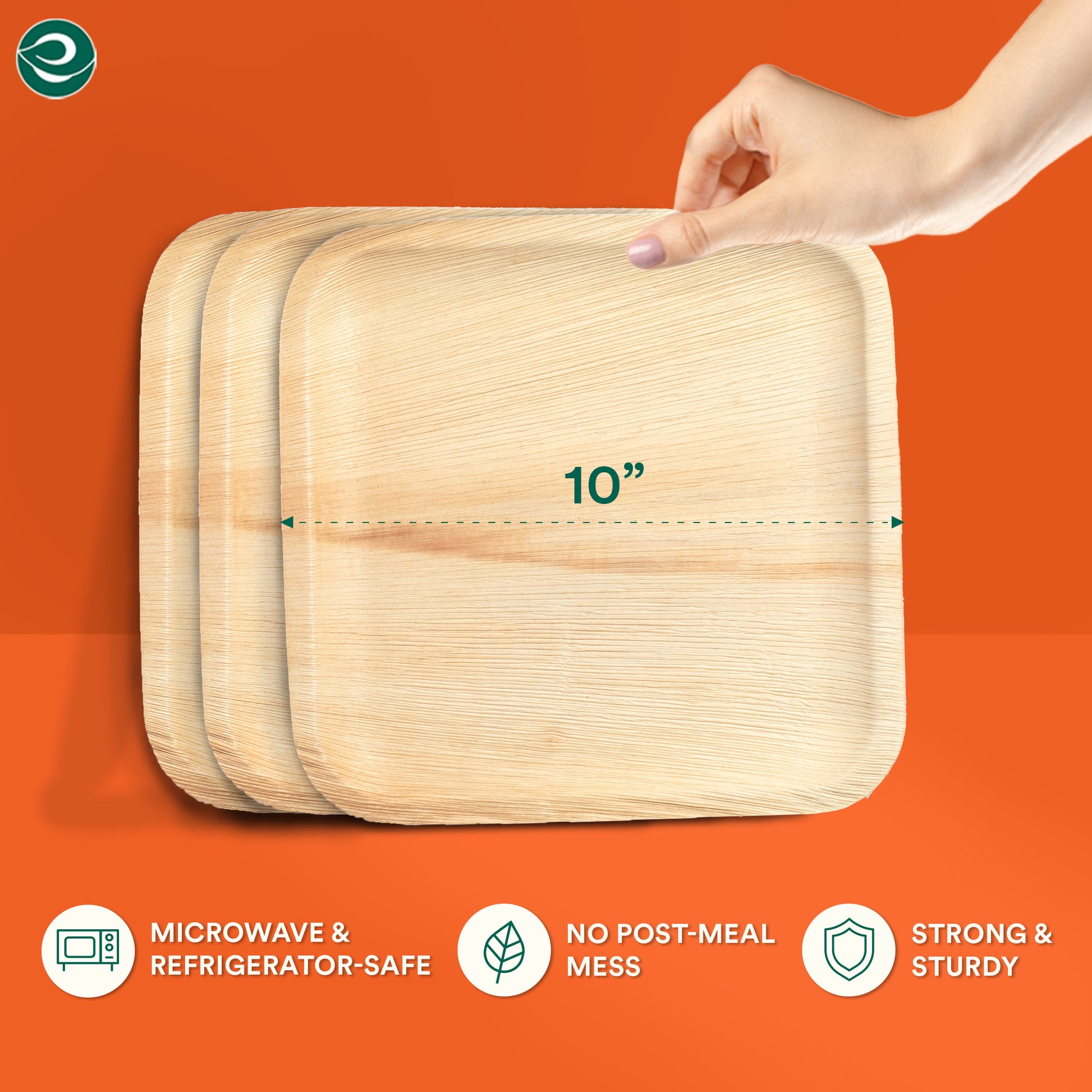 Strong and sturdy compostable square plates 