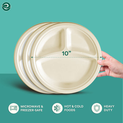 10 Inch Round 3 Compartment Disposable Plates