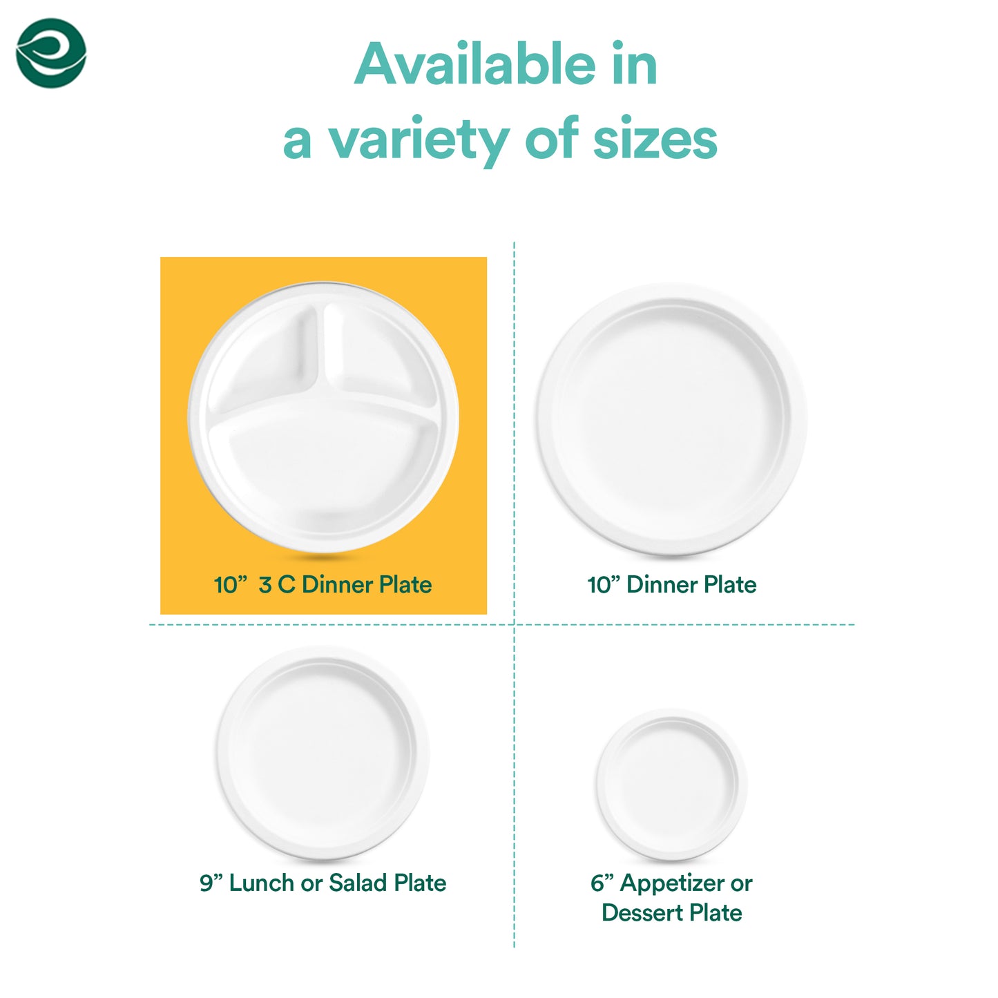 Eco-friendly disposable sugarcane plates available in various styles and multiple sizes