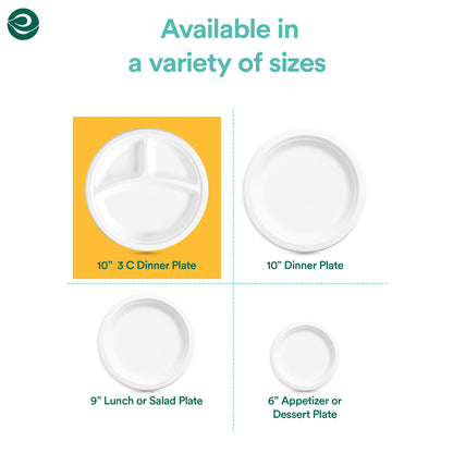 Eco-friendly disposable sugarcane plates available in various styles and multiple sizes