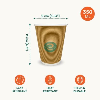 350 ml Biodegradable Ripple Cups with Lid