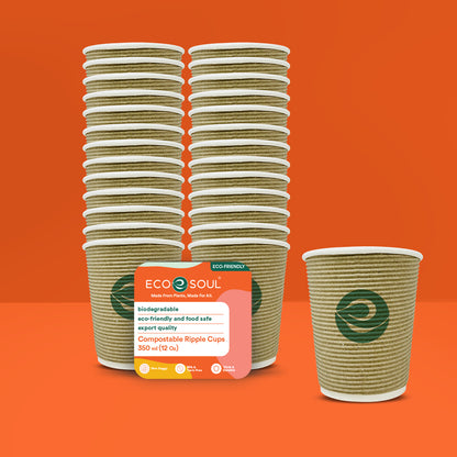 350 ml compostable ripple cups