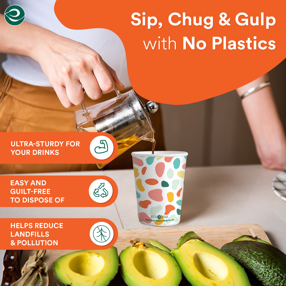 Compostable Multi - Color Paper Cups- 150ml (5 Oz) – ECOSOUL HOME INDIA