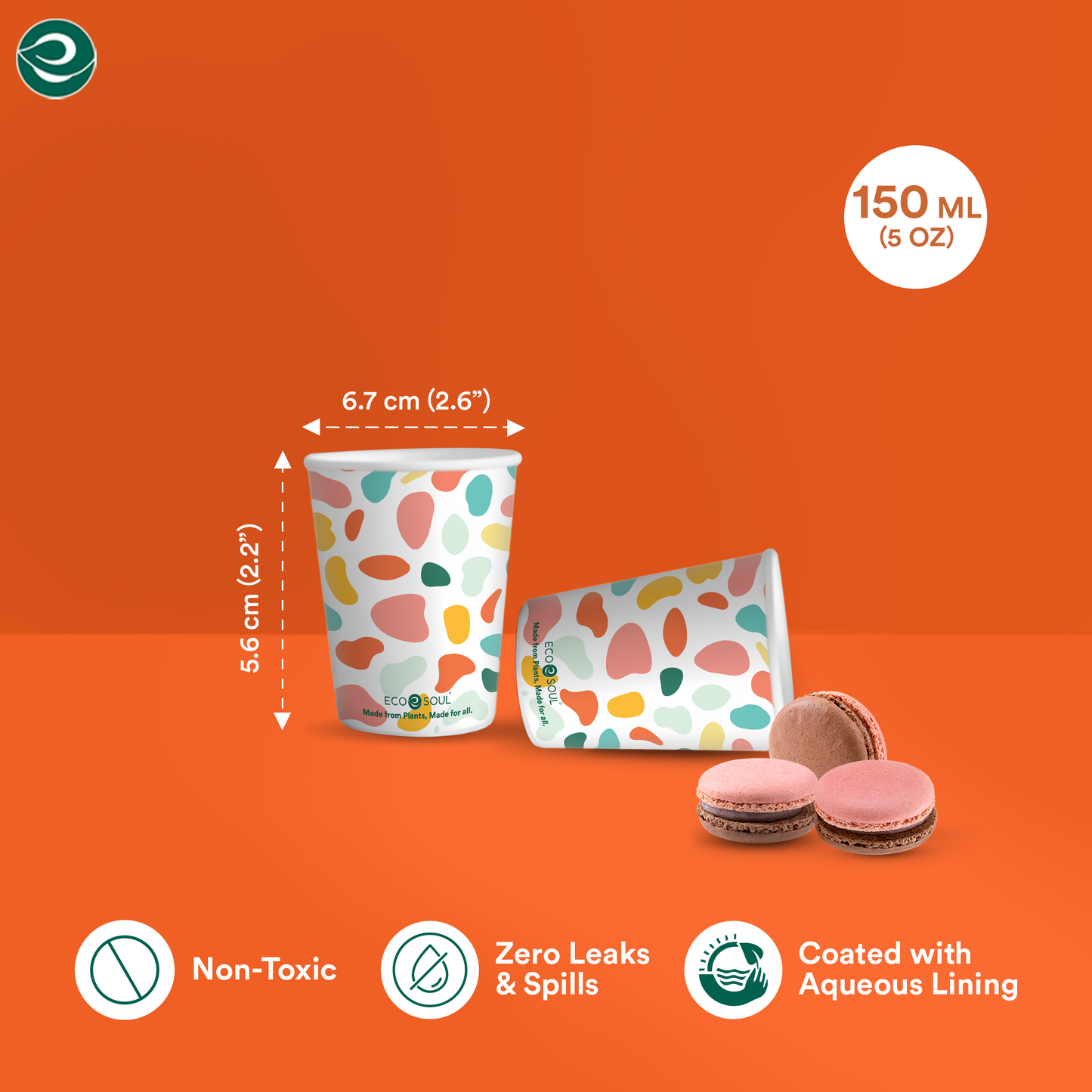 Compostable Multi - Color Paper Cups- 150ml (5 Oz)