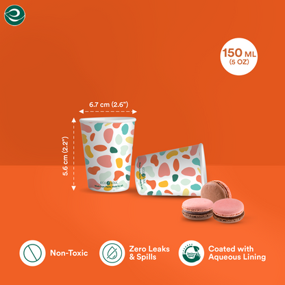 Compostable Multi - Color Paper Cups- 150ml (5 Oz)