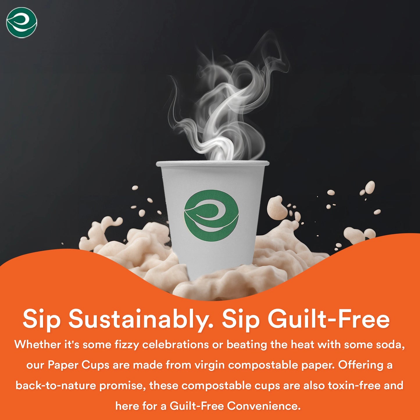 Compostable cups for hot drinks. 