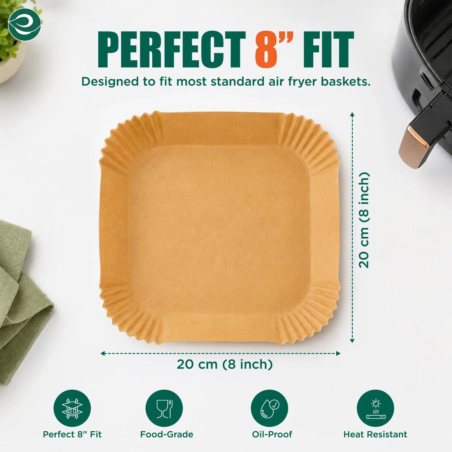 Air Fryer Disposable Paper Liner 8 Inch - 150 PCS