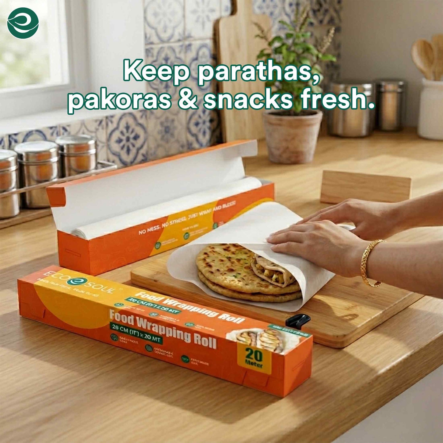 Eco-Friendly Food Wrapping Paper Roll- 11inch x 20 m | Pack of 1