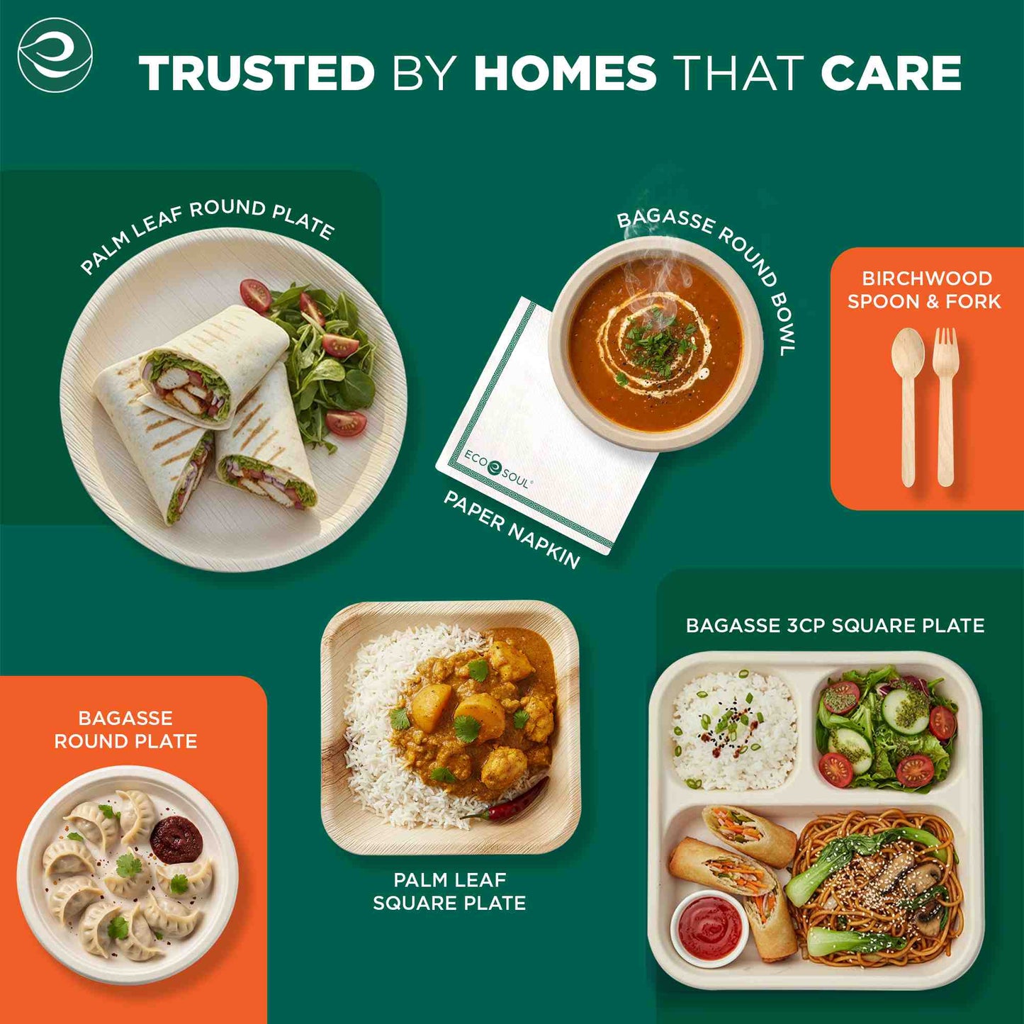 8 Inch Square Disposable Areca Palm Leaf Plates