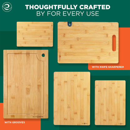Bamboo Cutting Board with Knife Sharpner (Large)