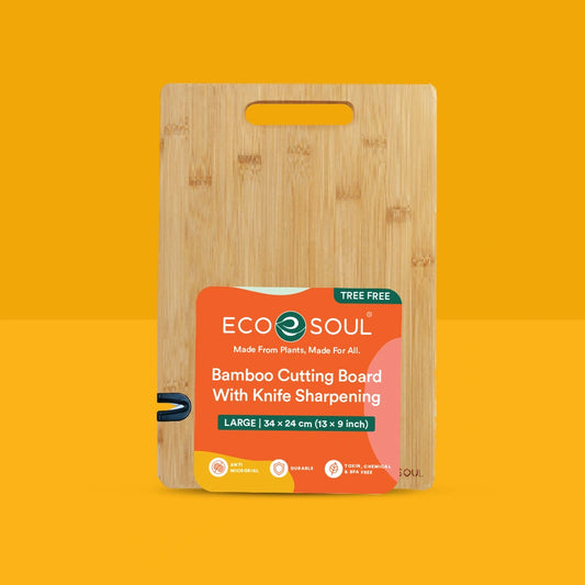 Bamboo Cutting Board with Knife Sharpner [13 x 9 inch, Large]