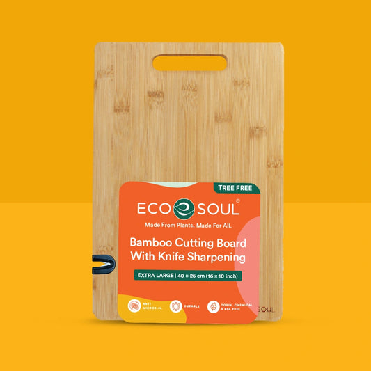 Bamboo Chopping Board with Knife Sharpner [16 x 10 inch, Extra Large]