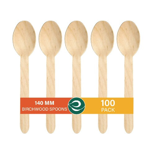 140MM Birchwood Disposable Spoons- Set of 100