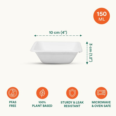 150 ml Square Bagasse Disposable Bowl