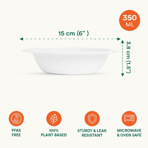 350 ml Round Biodegradable Bagasse Bowl