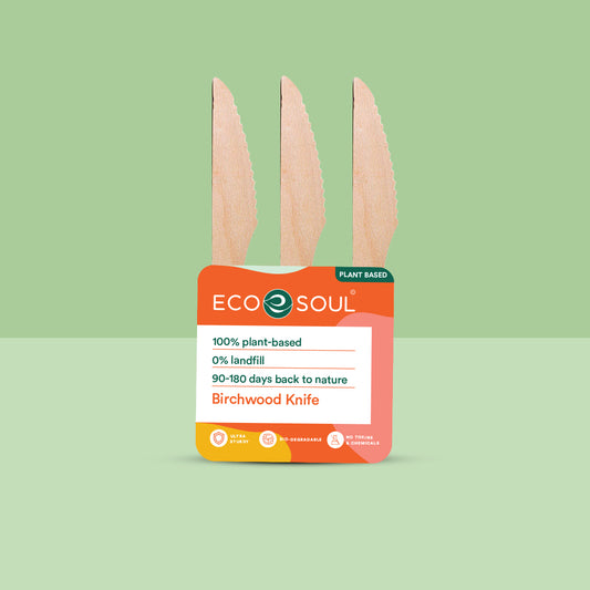 Disposable birchwood knife set