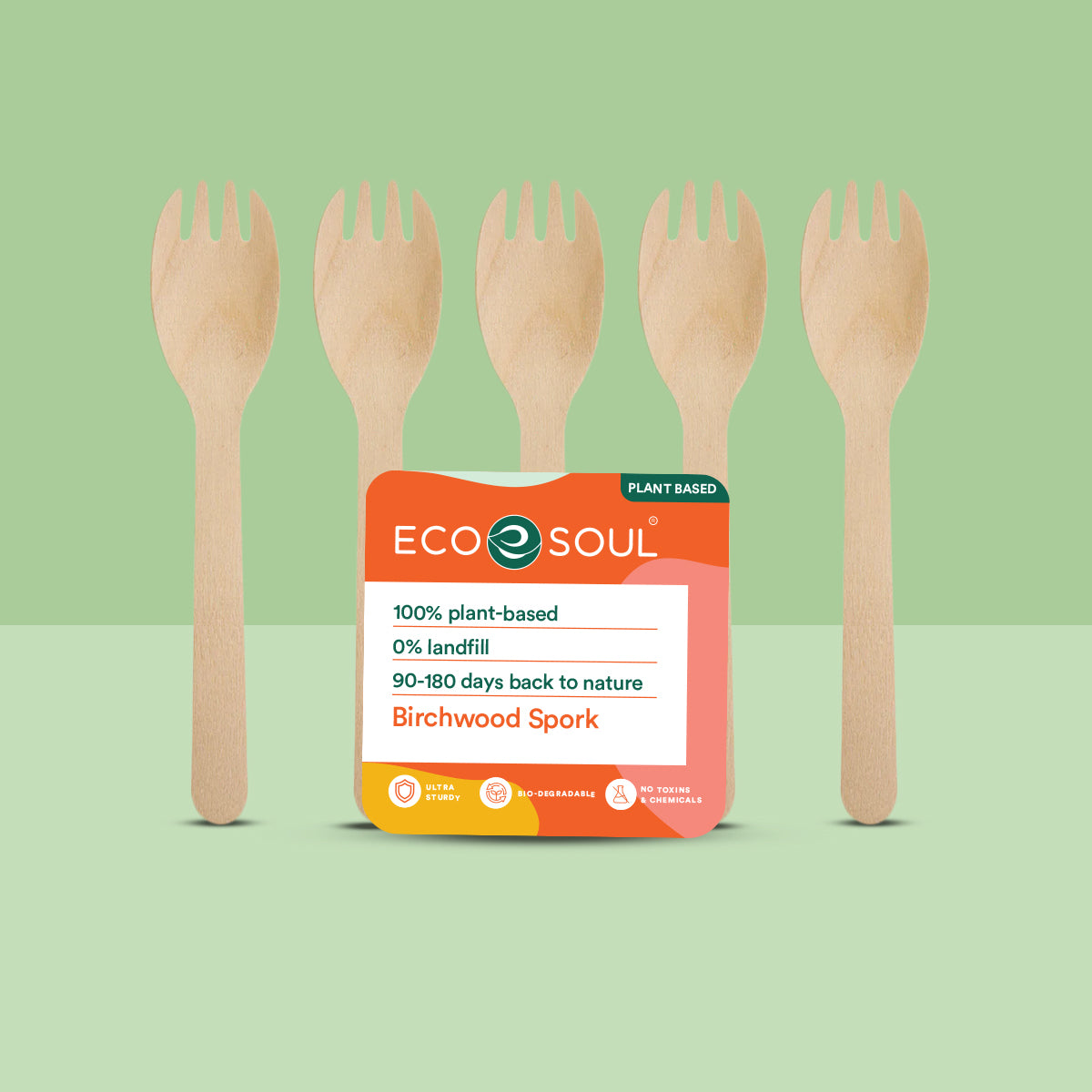 Disposable fork set made from eco-friendly birchwood