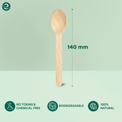 140 mm eco-friendly disposable spoon made from natural birchwood. 