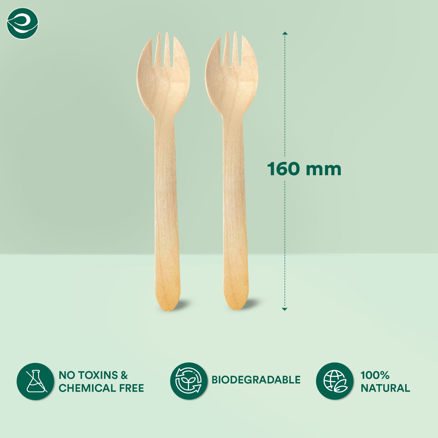 160 mm eco-friendly disposable spork set. 