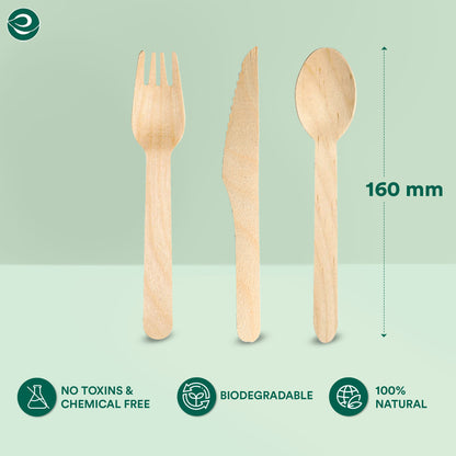 Birchwood Disposable Wooden Cutlery Set