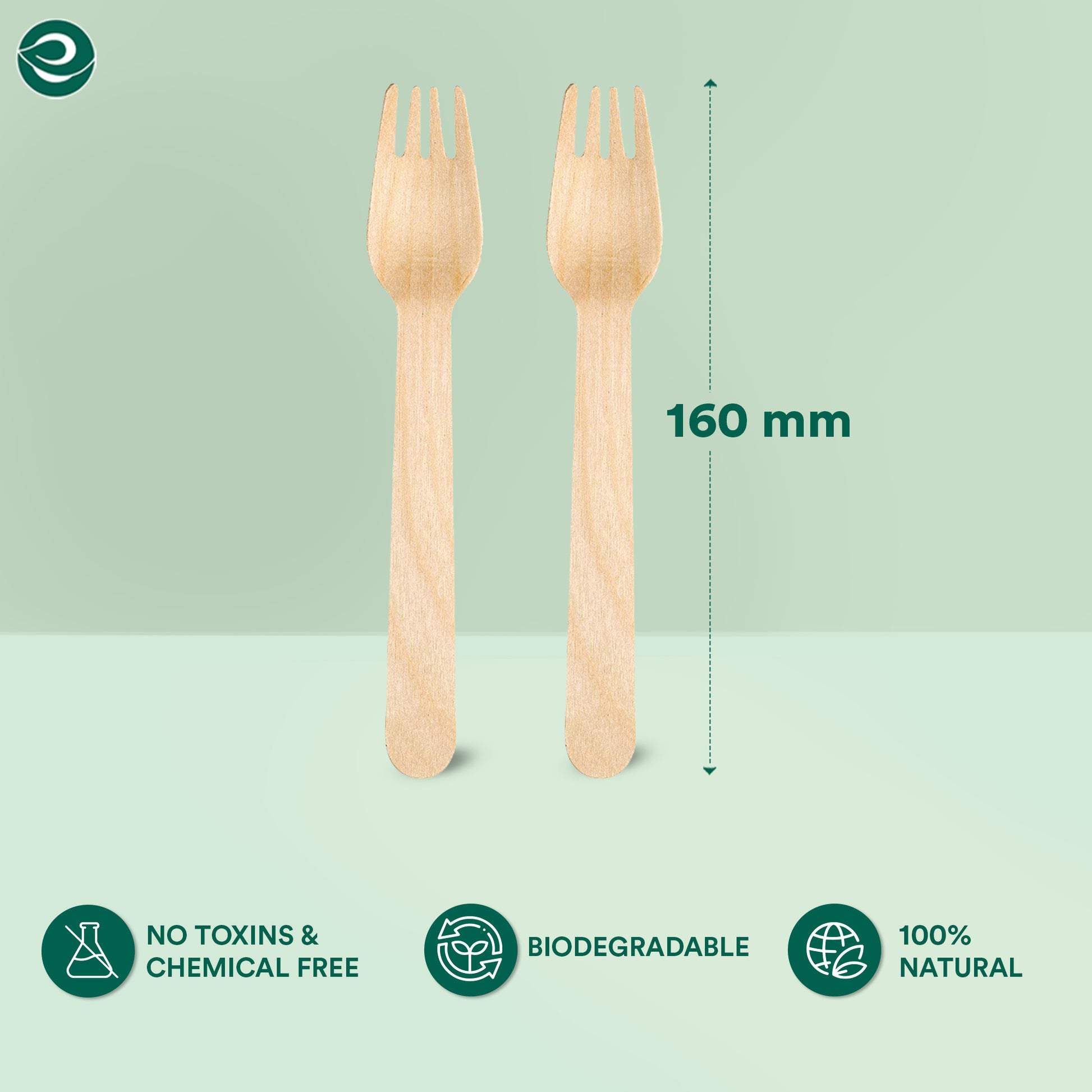 160 mm disposable forks made from birchwood