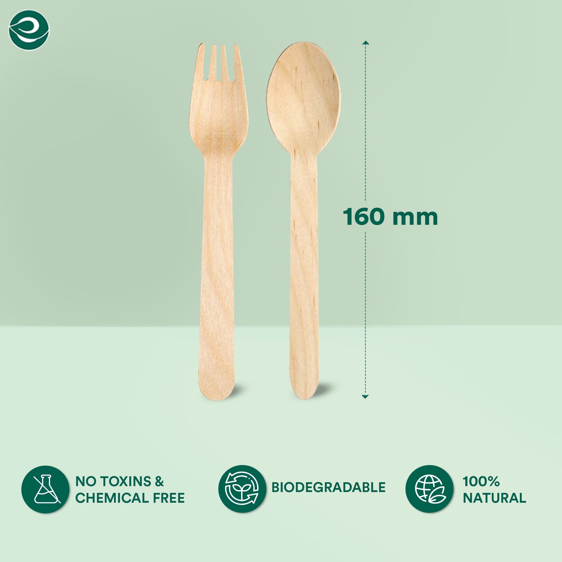 160 mm biodegradable fork and spoon set.