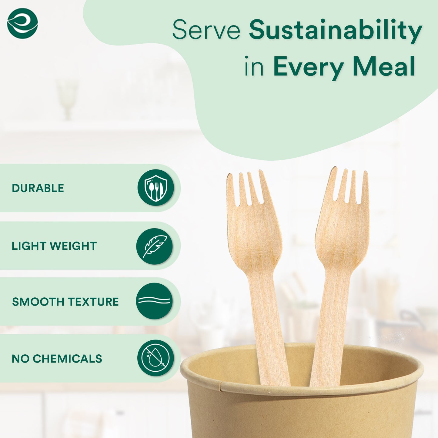 Chemical free eco-friendly disposable forks.  