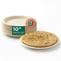 Compostable Bagasse Plates, 10 inch, Natural, Round