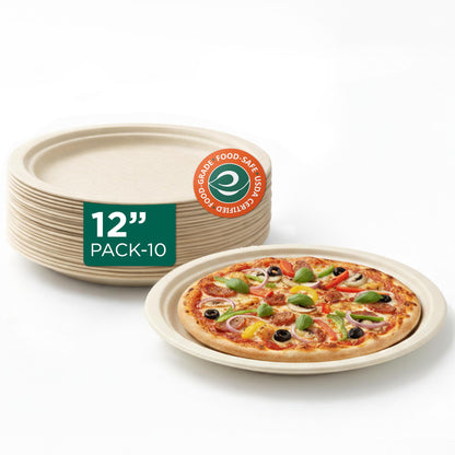 12 inch Round Disposable Bagasse Plates