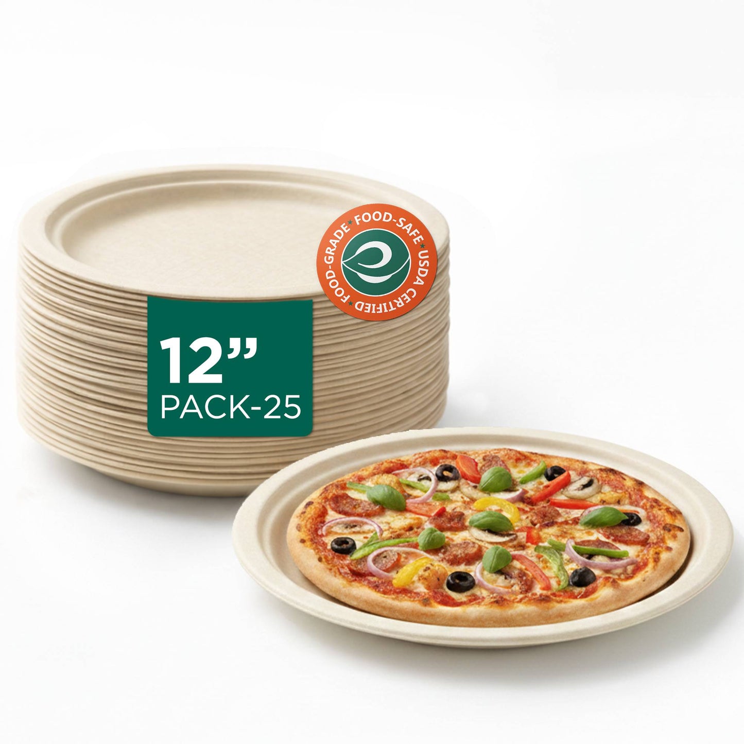 12 inch Round Disposable Bagasse Plates