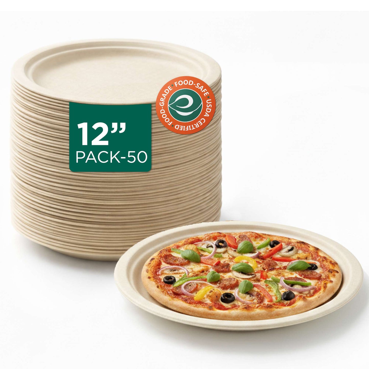 12 inch Round Disposable Bagasse Plates