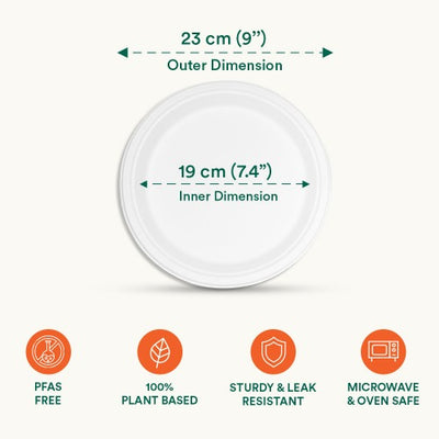 9 Inch Round Biodegradable Bagasse Plates