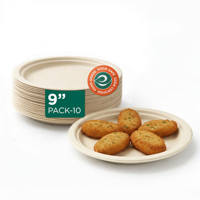 9 Inch Round Disposable Bagasse Plates
