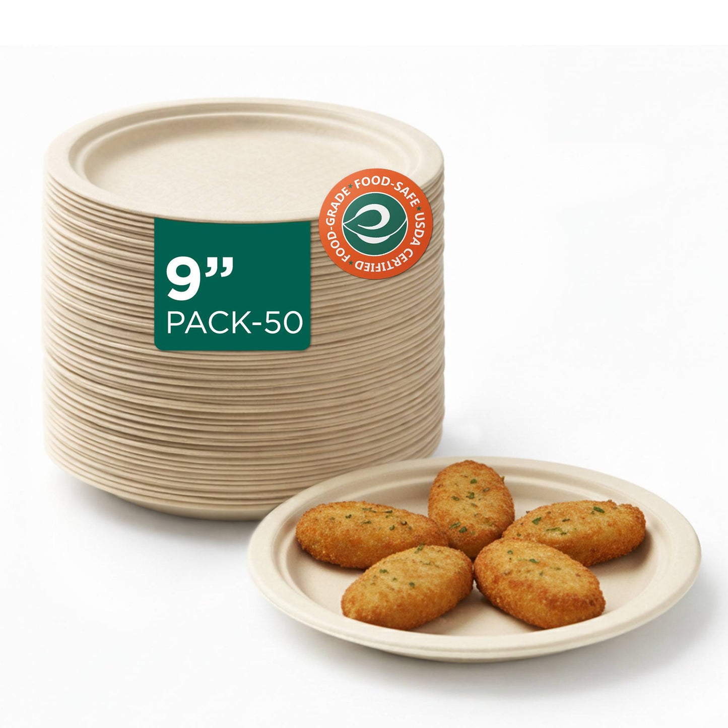 9 Inch Round Disposable Bagasse Plates