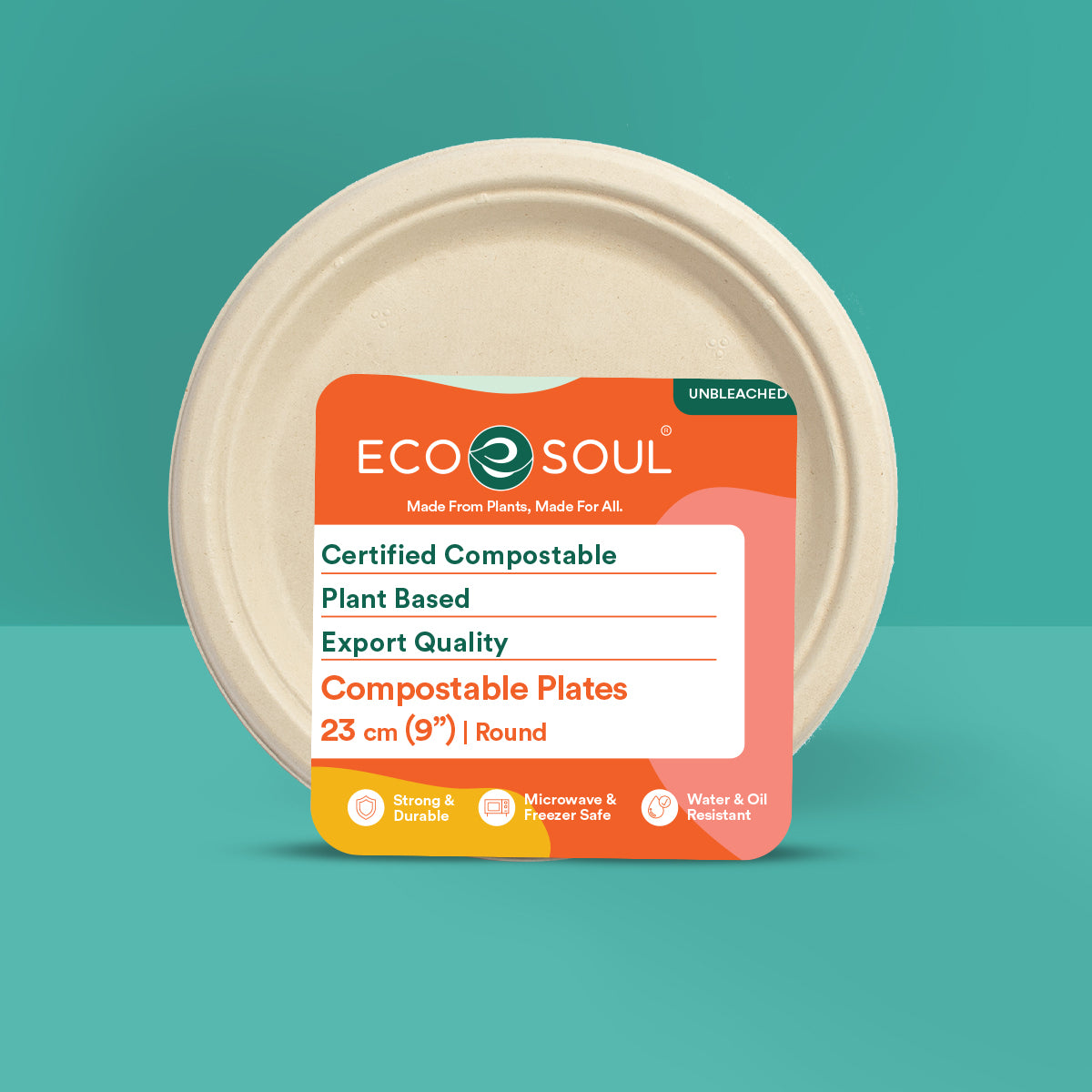 9 Inch Round Certified Compostable Plates