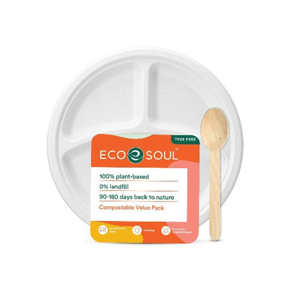 Compostable Bagasse Value Pack - Set of 100 [50 each]