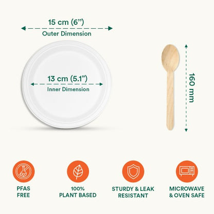 Compostable Bagasse Value Pack - Set of 100 [50 each]