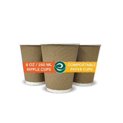 250ml Round Disposable Ripple Cups