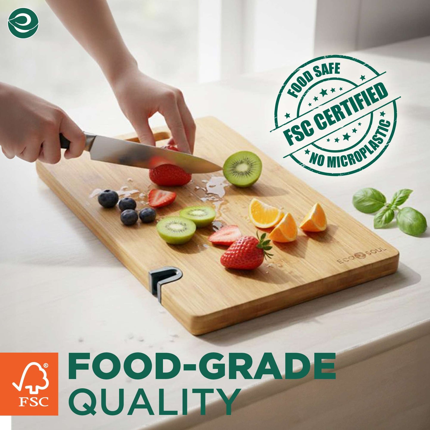 Bamboo Cutting Board with Knife Sharpner (Extra Large)