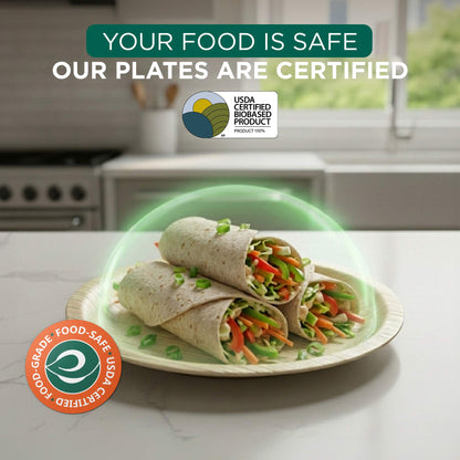 8 Inch Round Disposable Areca Palm Leaf Plates
