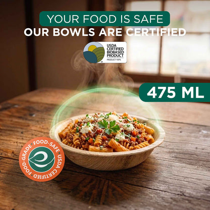 475ml Round Areca Palm Leaf Disposable Bowls